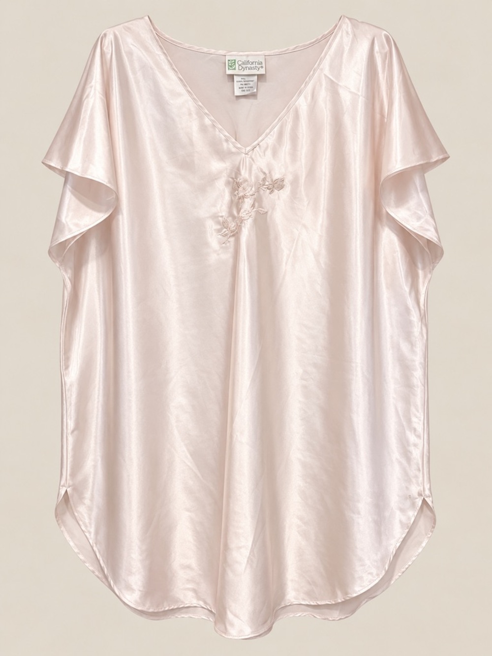 Vintage Women's California Dynasty Pale Cream Satin Nightgown 3X
